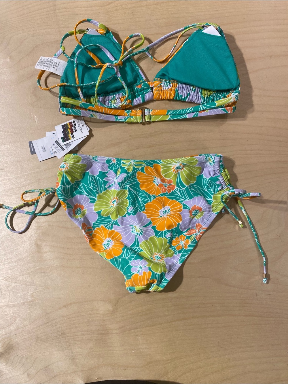 Time and Tru Floral Tie-String Bikini Set Small (4-6) (RF) - Picture 4 of 6